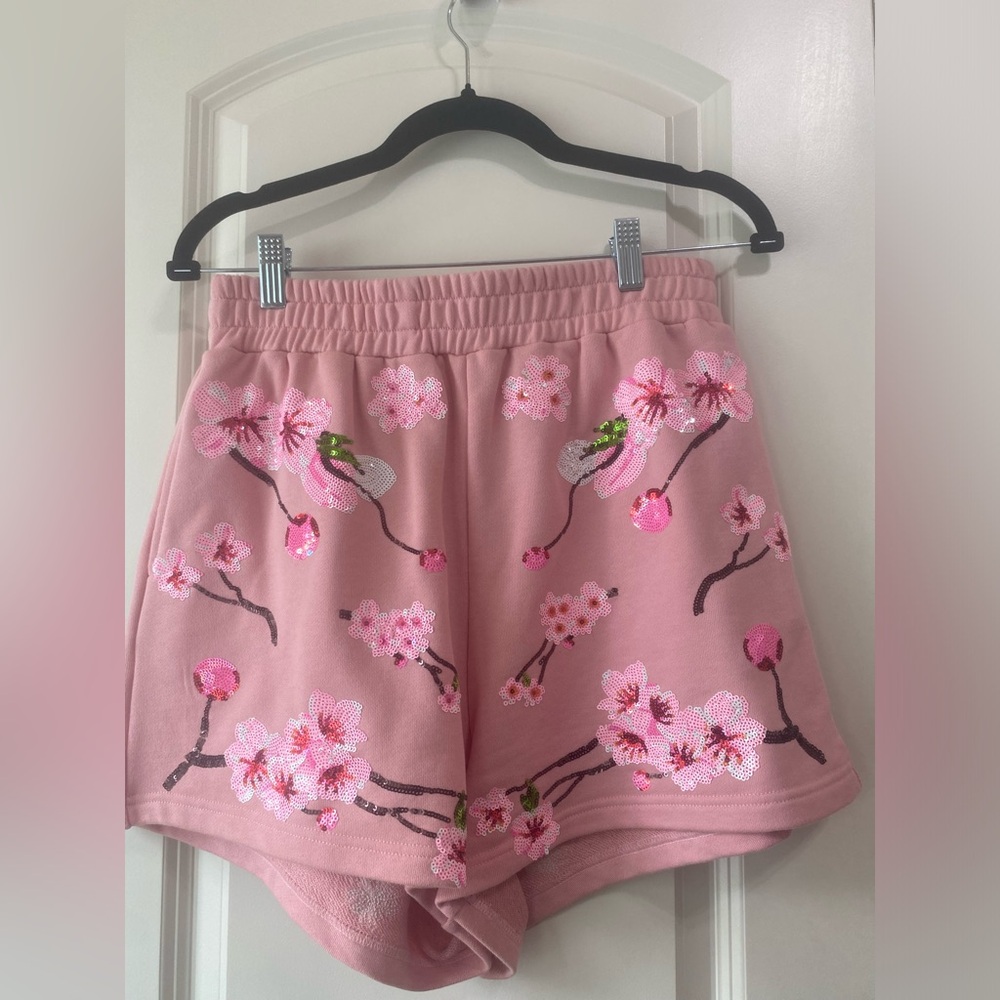 Queen of Sparkles Light Pink Cherry Blossom Shorts